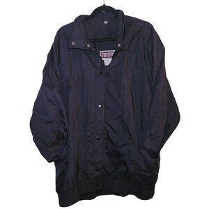 Vintage Black Outer Gear 90s Oversized Nylon Snap-Front Windbreaker, Sz Large